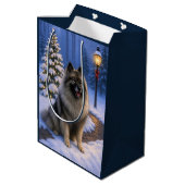 Keeshond Holiday  Mittlere Geschenktüte (Rückseite Schrägansicht)