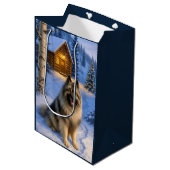 Keeshond Holiday  Mittlere Geschenktüte (Vorderseite Schrägansicht)