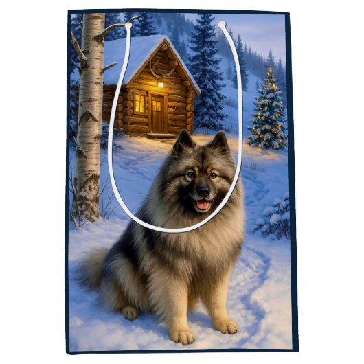 Keeshond Holiday  Mittlere Geschenktüte (Vorderseite)