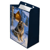 Keeshond Holiday  Mittlere Geschenktüte (Rückseite Schrägansicht)
