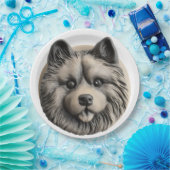 Keeshond Hund 3D Inspiriert Pappteller (Party)