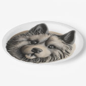 Keeshond Hund 3D Inspiriert Pappteller (Schrägansicht)
