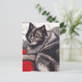 Keeshond Hund Art Postcard Postkarte (Stehend Vorderseite)