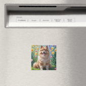 Keeshond Hund Frühlingsblumen Malerei Magnet (In Situ (Geschirrspüler))