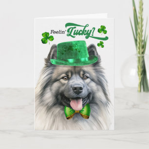 Keeshond Hund fühlt sich am St. Patrick's Day glüc Feiertagskarte