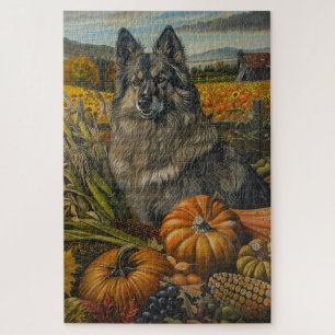 Keeshond Hund Herbsternte Erntedankfest Puzzle