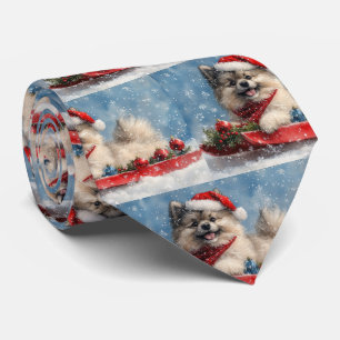 Keeshond-Hund im Schlitten Lass es schneien Weihna Krawatte