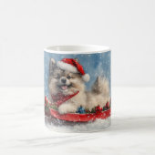 Keeshond Hund in Sledge Lass es Schnee Weihnachten Kaffeetasse (Mittel)