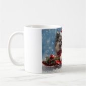 Keeshond Hund in Sledge Lass es Schnee Weihnachten Kaffeetasse (Links)