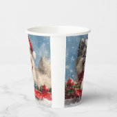 Keeshond Hund in Sledge Lass es Schnee Weihnachten Pappbecher (Links)