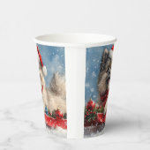 Keeshond Hund in Sledge Lass es Schnee Weihnachten Pappbecher (Rechts)