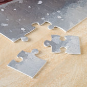 Keeshond Hund in Sledge Lass es Schnee Weihnachten Puzzle (Seite)