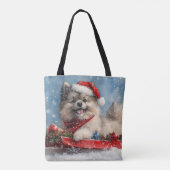 Keeshond Hund in Sledge Lass es Schnee Weihnachten Tasche (Rückseite)