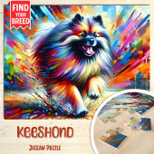 Keeshond Hund Portrait Akryllische Kunst Print Lov Puzzle