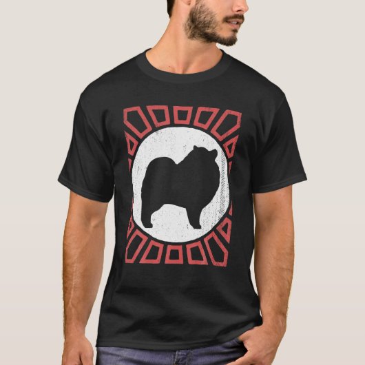 Keeshond Hund Retro Vintag T-Shirt (Vorderseite)