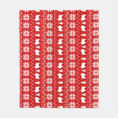 Keeshond Hund Silhouetten Festliches Weihnachtsmus Fleecedecke (Vorderseite)