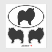 Keeshond Hund Silhouetten Kees Vinyl Sticker Set (Blatt)