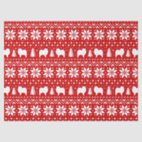 Keeshond Hund Silhouetten Weihnachtsmuster Rot