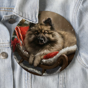 Keeshond Hund Weihnachten Festlich Button