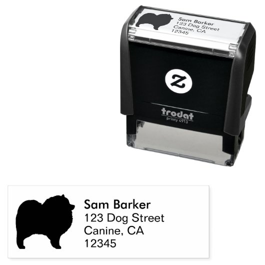 Keeshond Hunde Silhouette Rücksendeadresse Permastempel (Beispiel)