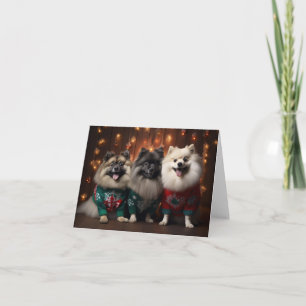 Keeshond Hunde Weihnachtskarte Karte