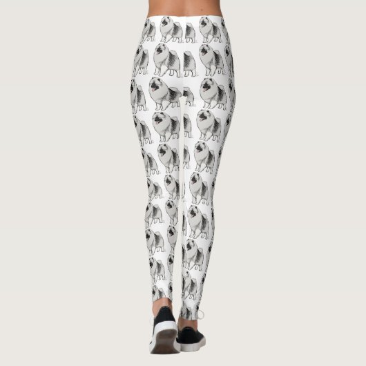 Keeshond-HundeCartoon-Muster Leggings (Rückseite)