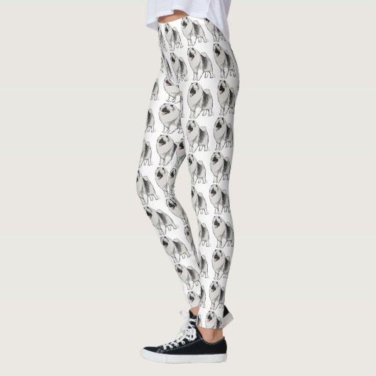 Keeshond-HundeCartoon-Muster Leggings (Links)
