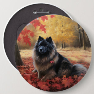 Keeshond im Herbst Leaves Fall Inspiriert Button