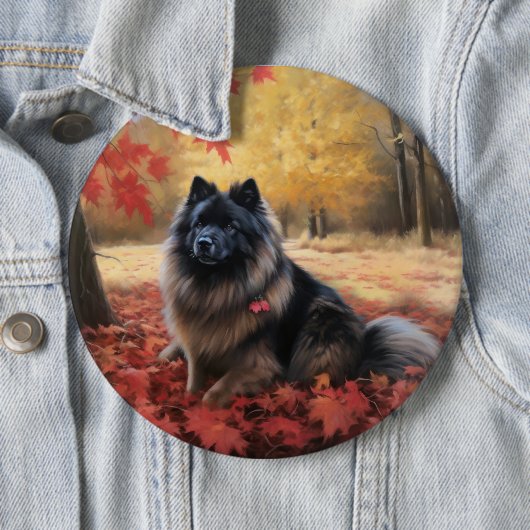 Keeshond im Herbst Leaves Fall Inspiriert Button (Beispiel)