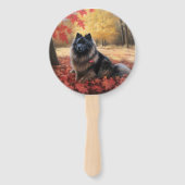 Keeshond im Herbst Leaves Fall Inspiriert Fächer (Rückseite)