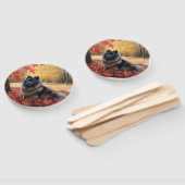 Keeshond im Herbst Leaves Fall Inspiriert Fächer (Non-assembled)