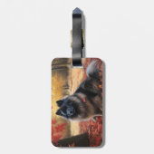 Keeshond im Herbst Leaves Fall Inspiriert Gepäckanhänger (Rückseite vertikal)