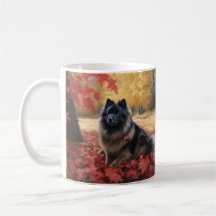 Keeshond im Herbst Leaves Fall Inspiriert Kaffeetasse
