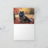 Keeshond im Herbst Leaves Fall Inspiriert Karte (Innenseite)