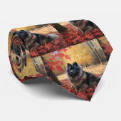 Keeshond im Herbst Leaves Fall Inspiriert Krawatte (Gerollt)