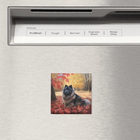 Keeshond im Herbst Leaves Fall Inspiriert Magnet (In Situ (Geschirrspüler))