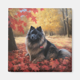 Keeshond im Herbst Leaves Fall Inspiriert Magnet