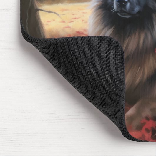 Keeshond im Herbst Leaves Fall Inspiriert Mousepad (Ecke)