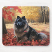 Keeshond im Herbst Leaves Fall Inspiriert Mousepad (Vorne)