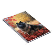 Keeshond im Herbst Leaves Fall Inspiriert Notizblock (Rechte Seite)