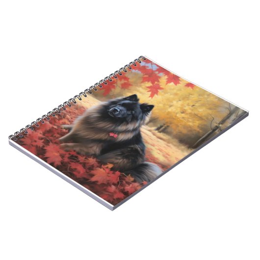 Keeshond im Herbst Leaves Fall Inspiriert Notizblock (Linke Seite)