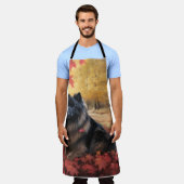 Keeshond im Herbst Leaves Fall Inspiriert Schürze (Getragen)