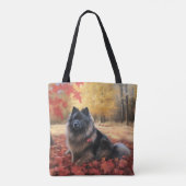 Keeshond im Herbst Leaves Fall Inspiriert Tasche (Rückseite)