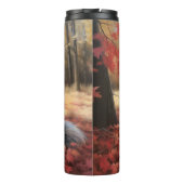 Keeshond im Herbst Leaves Fall Inspiriert Thermosbecher (Rückseite)