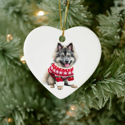 Keeshond im Weihnachtssüßer Keramik Ornament (Baum)
