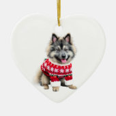 Keeshond im Weihnachtssüßer Keramik Ornament (Vorne)