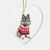 Keeshond im Weihnachtssüßer Keramik Ornament (Links)