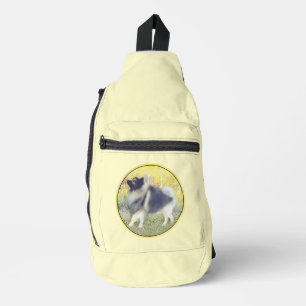 Keeshond in Aspen Malerei Niedliche Original Hunde Crossbody Bag