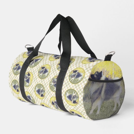 Keeshond in Aspen Malerei Niedliche Original Hunde Duffle Bag (Rechte Ecke)