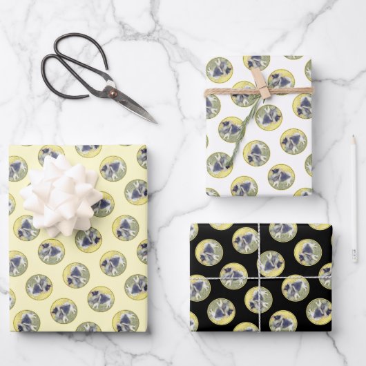 Keeshond in Aspen Malerei Niedliche Original Hunde Geschenkpapier Set (Vorderseite)